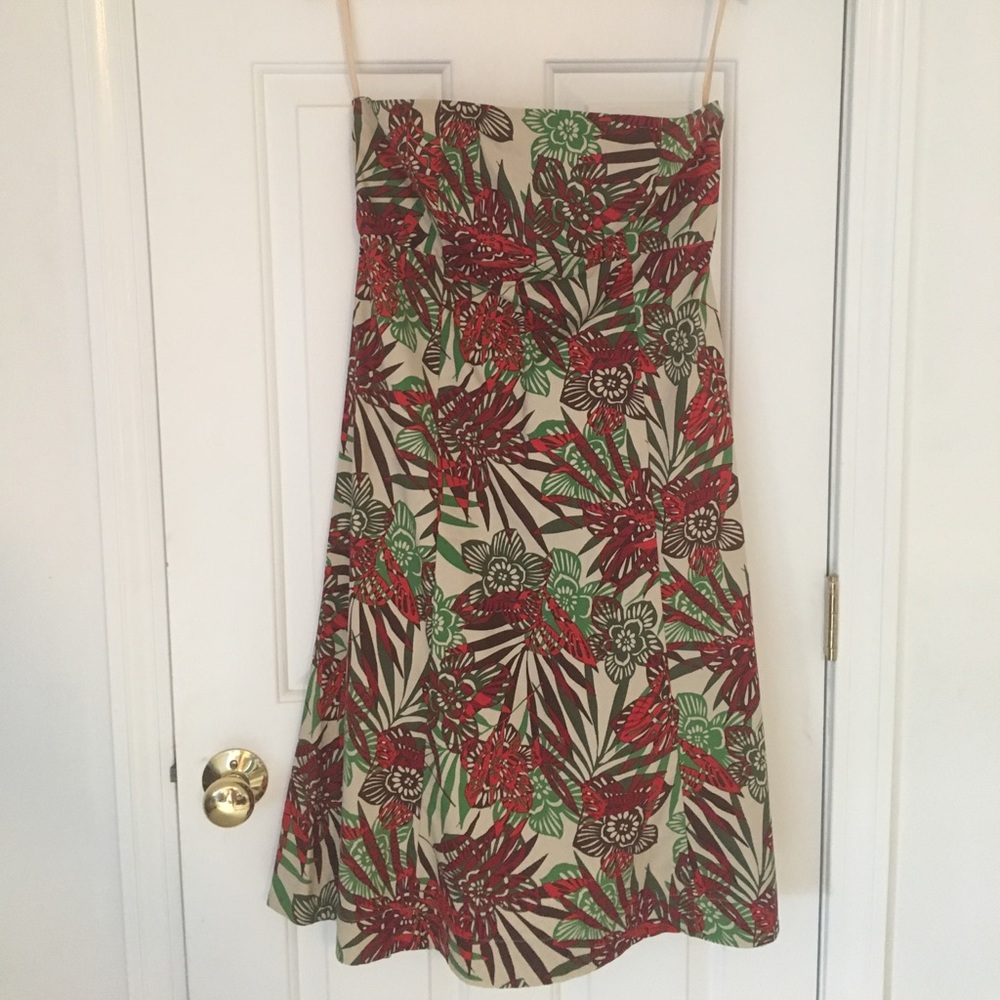 Aloha! Hawaiian print A-line strapless dress