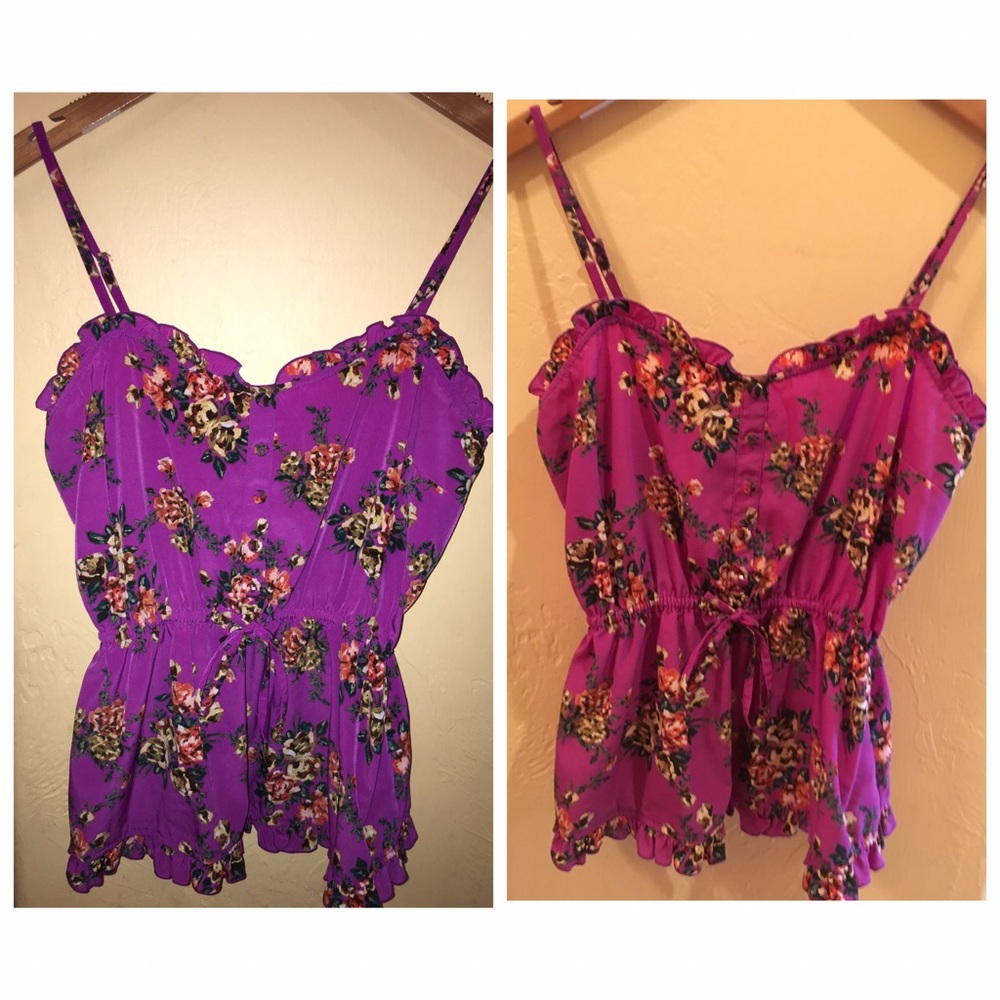 Bright PURPLE Floral Blouse/Tank