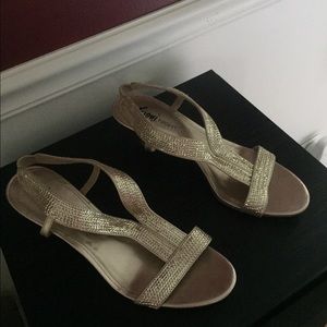 Gold kitten heels, worn once