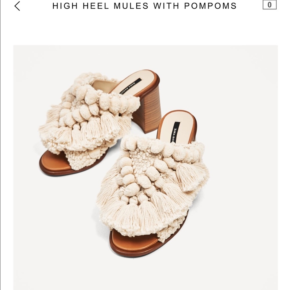 Zara Mules with Pom poms