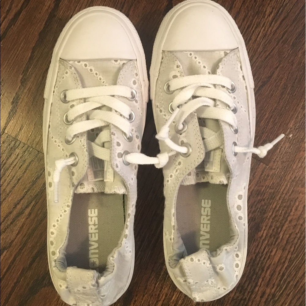Converse eyelet white sneakers
