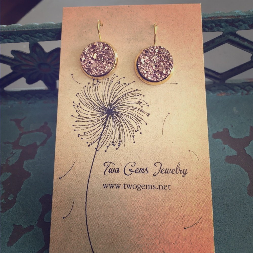 Gold druzy earrings