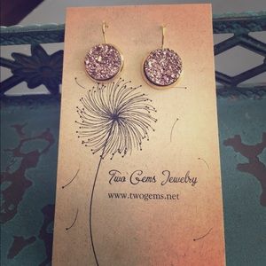Gold druzy earrings