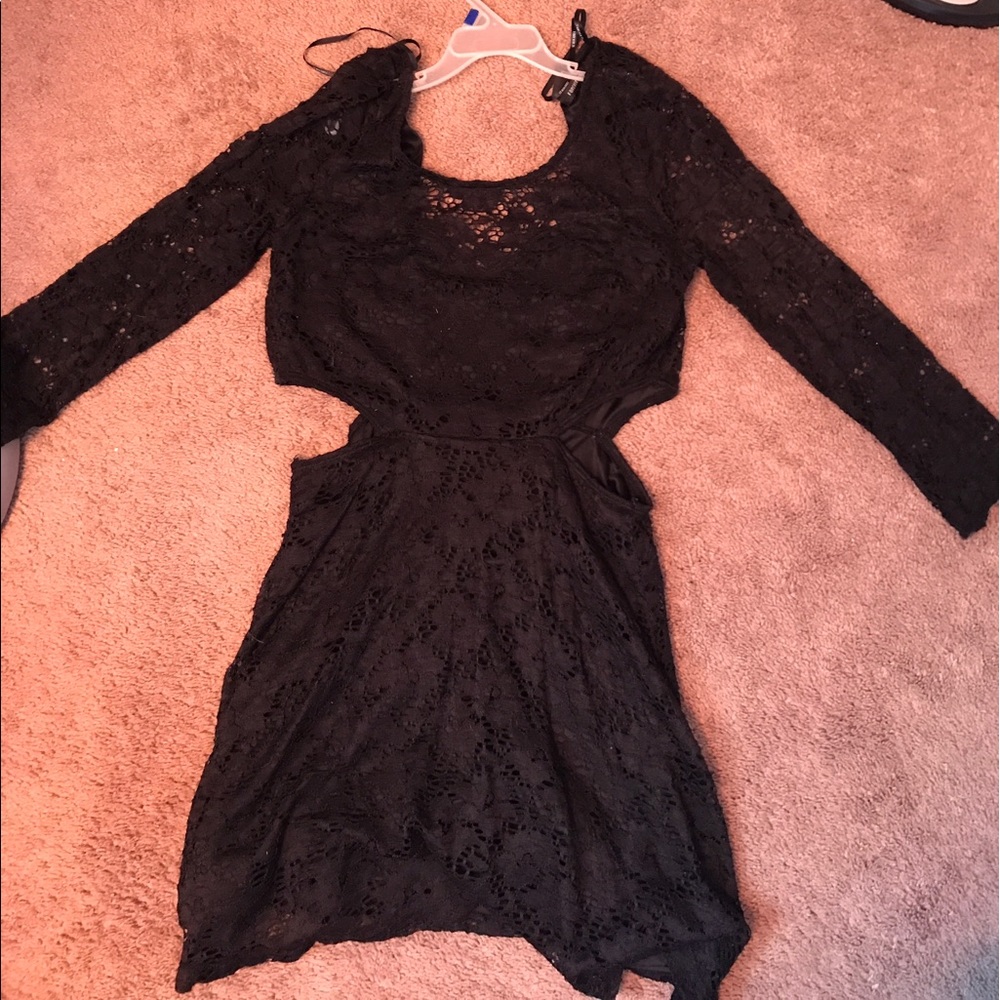Black cut out, mini long sleeve dress