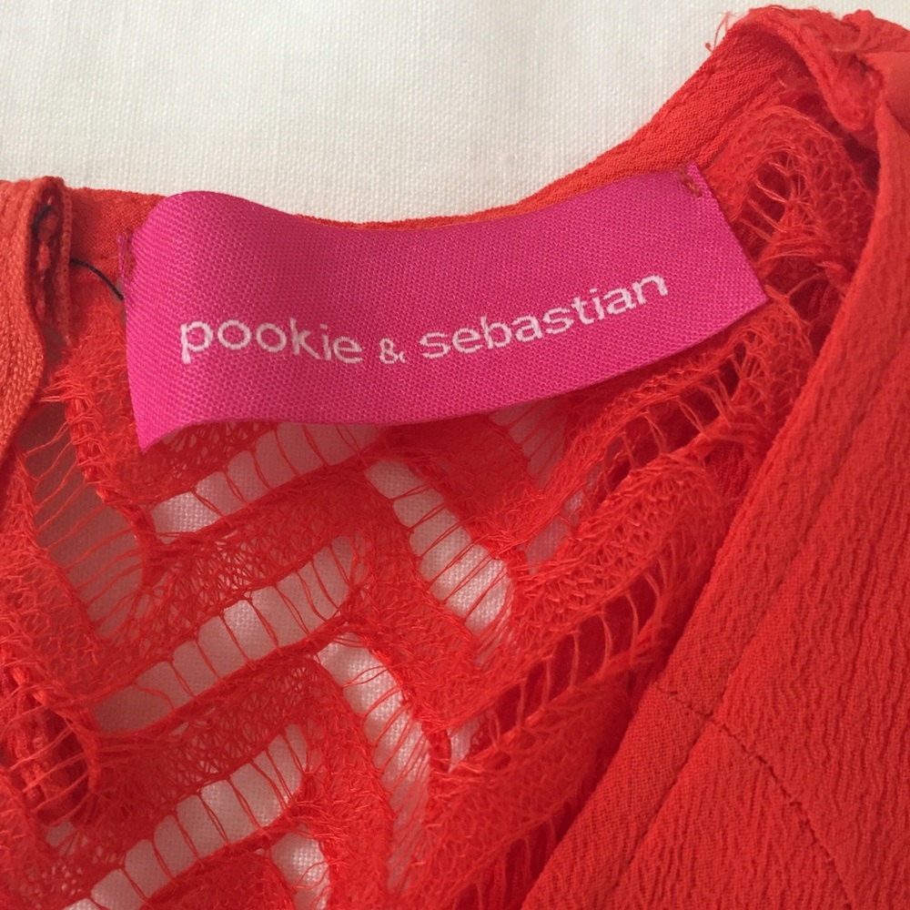 Red-orange Mini Peplum Tank w. Back Detail - Picture 4 of 8