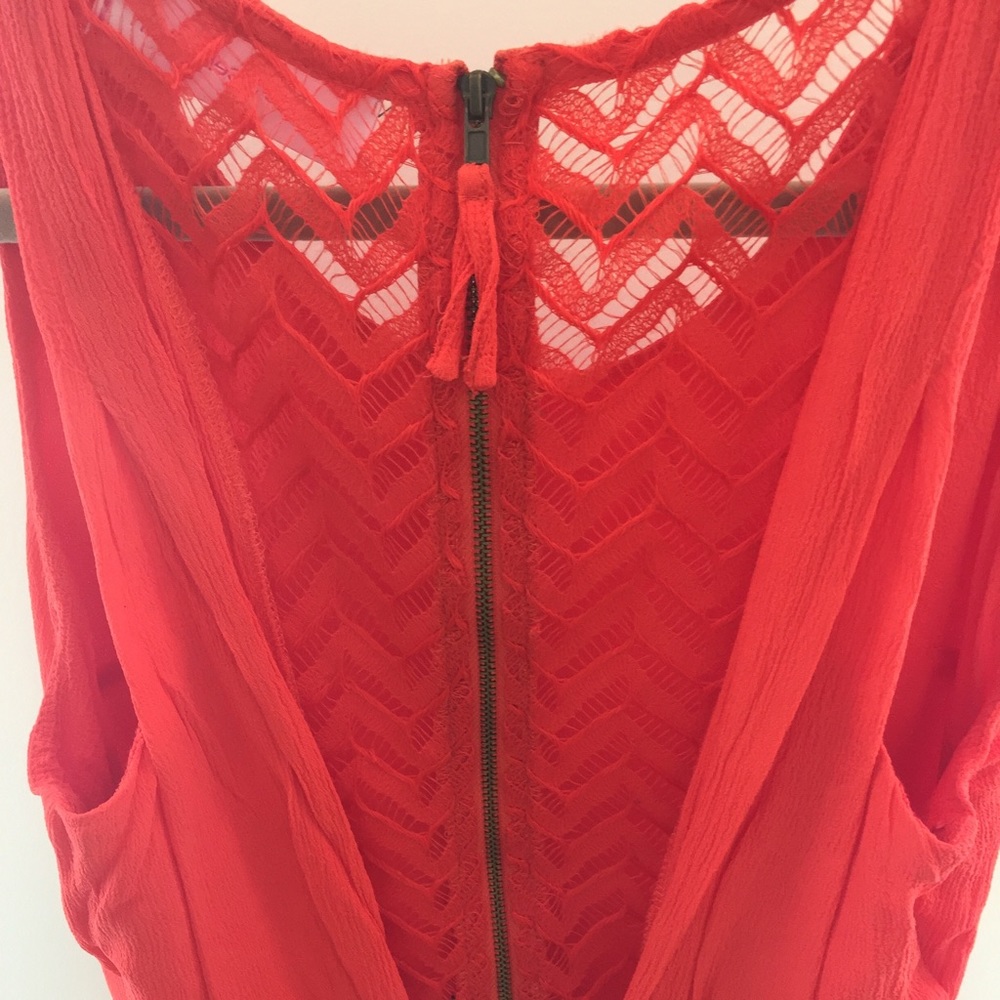 Red-orange Mini Peplum Tank w. Back Detail - Picture 8 of 8