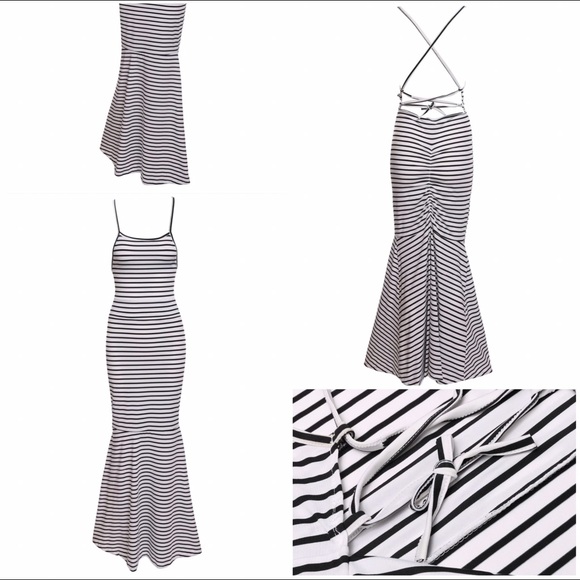 Striped Bodycon Mermaid Maxi Dress - Picture 2 of 6