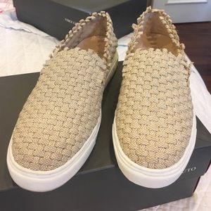 Silver Metallic Linen Weave Vince Camuto