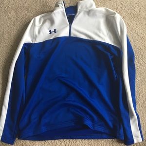 Blue and white Under Armour athletic quarter zip