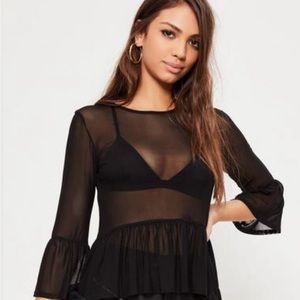 Black misguided mesh top