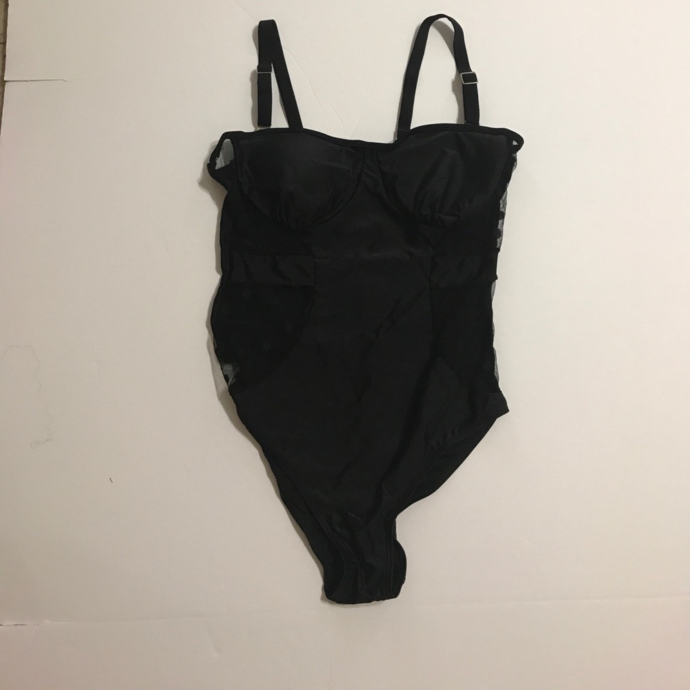 1 LEFT Uber Sexy Black Dots Mesh Swimsuit  [SW-4] - Picture 4 of 6