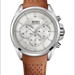 BOSS Brown Leather Strap Driver Watch- New