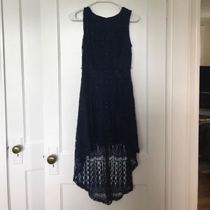 Navy lace high-low dress
