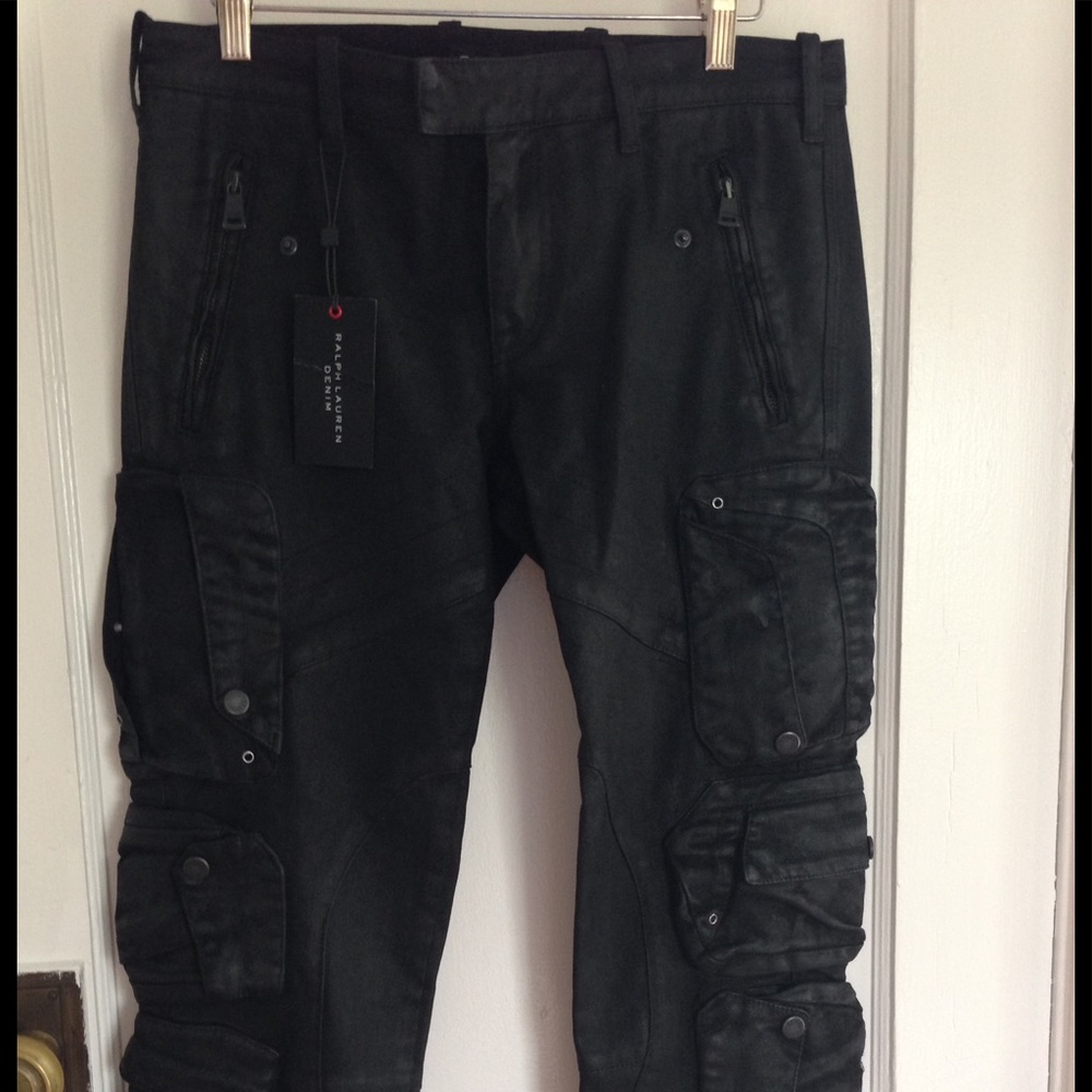 RL NWT black label moto jeans