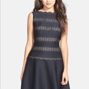 Tadashi Shoji Laser Cut Neoprene Fit & Flare Dress