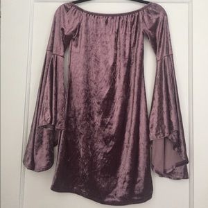 Purple Velvet Off The Shoulder Dress