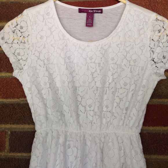 Girls White Lace Dress - Picture 3 of 5