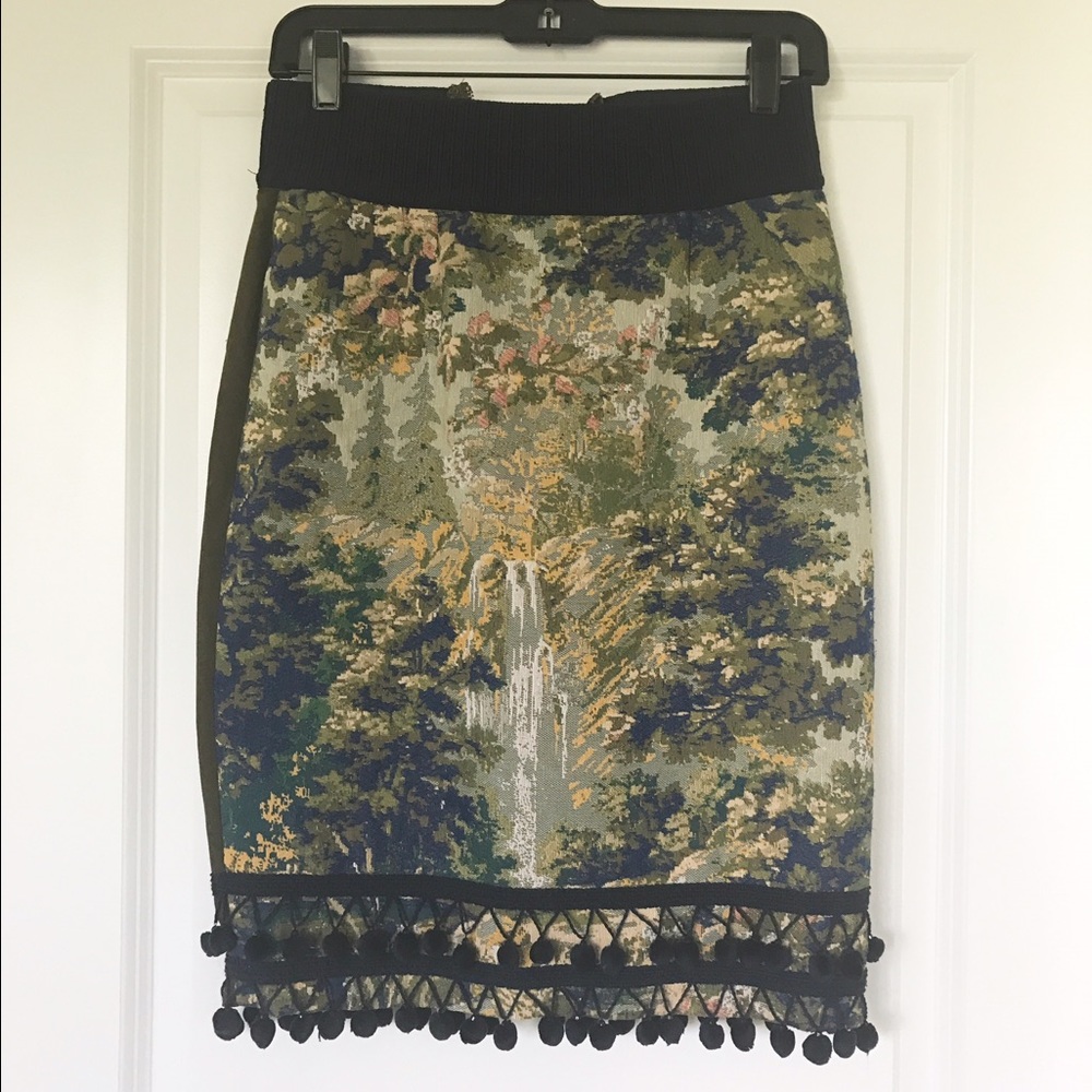 Anthropologie Size 2 Pom Pom pencil skirt