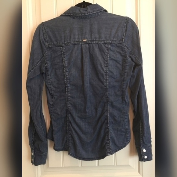 Blue denim chambray button down shirt XS - Picture 2 of 6