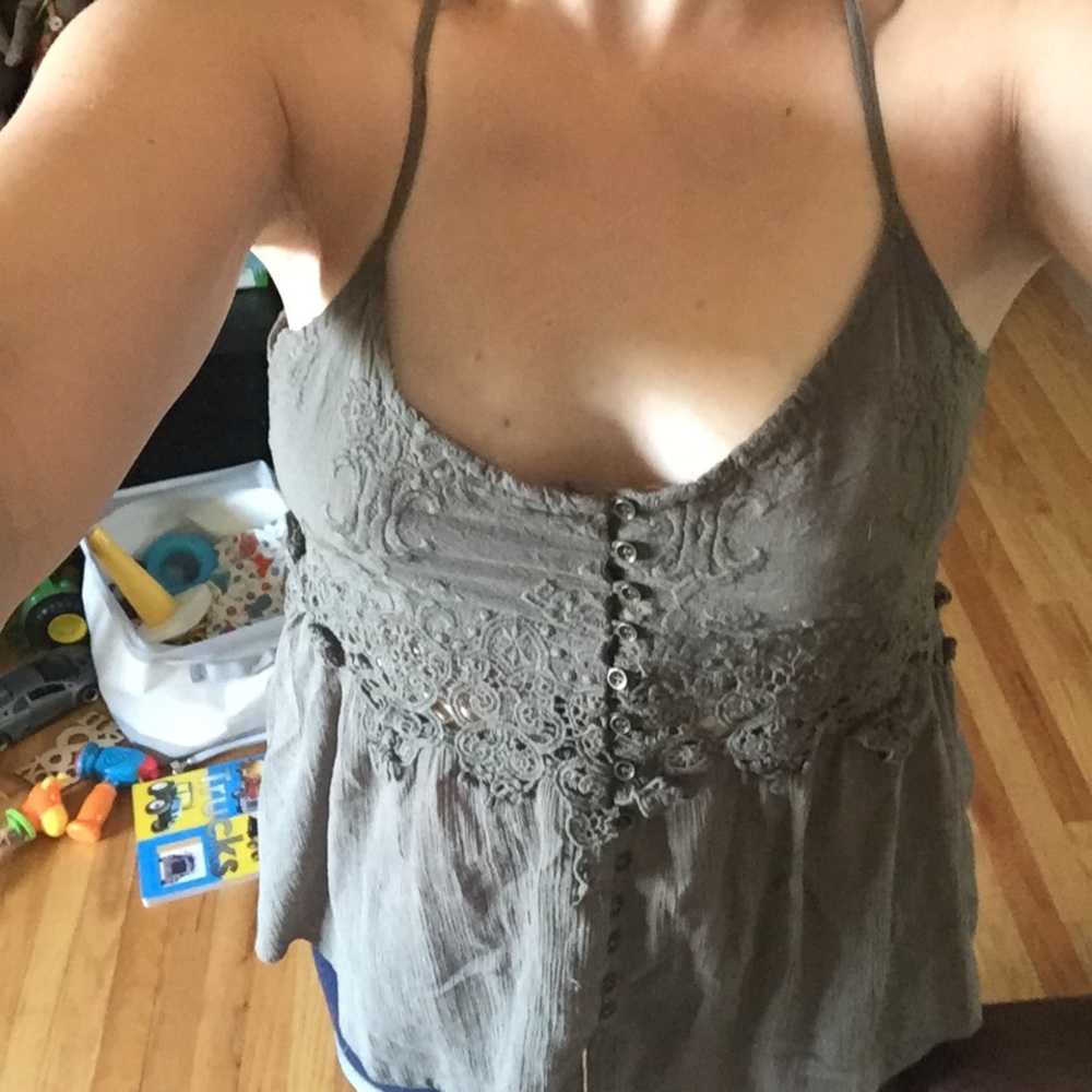 dark green flowy top