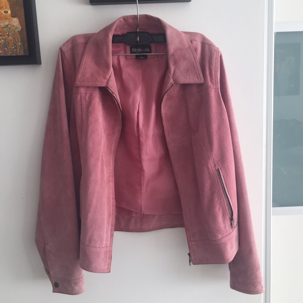 Pink genuine suede leather Style & Co jacket  🌸