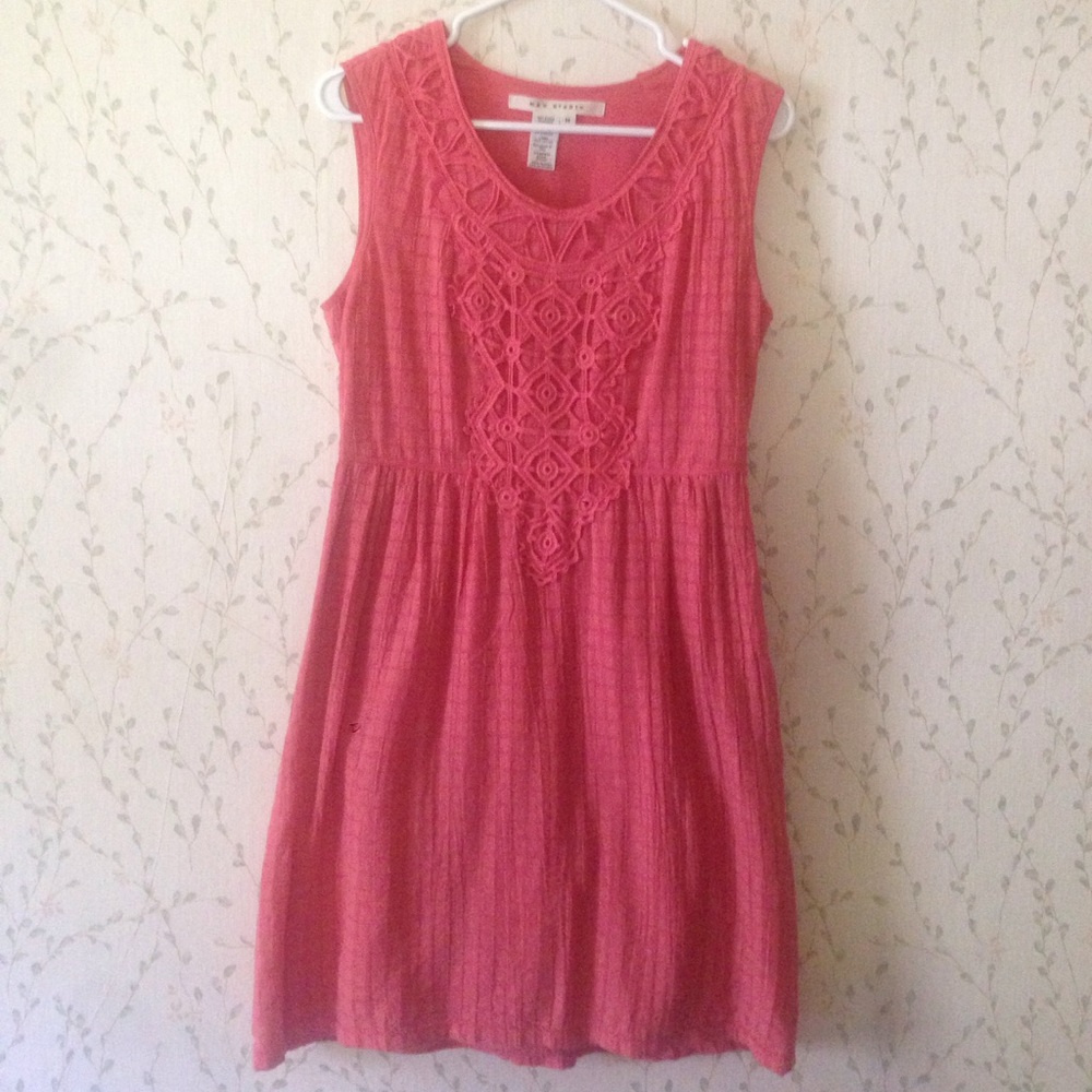 **SOLD** Max Studio coral cotton lined dress
