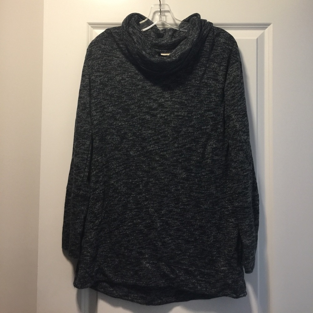 Black and grey swoop neck sweater, size M