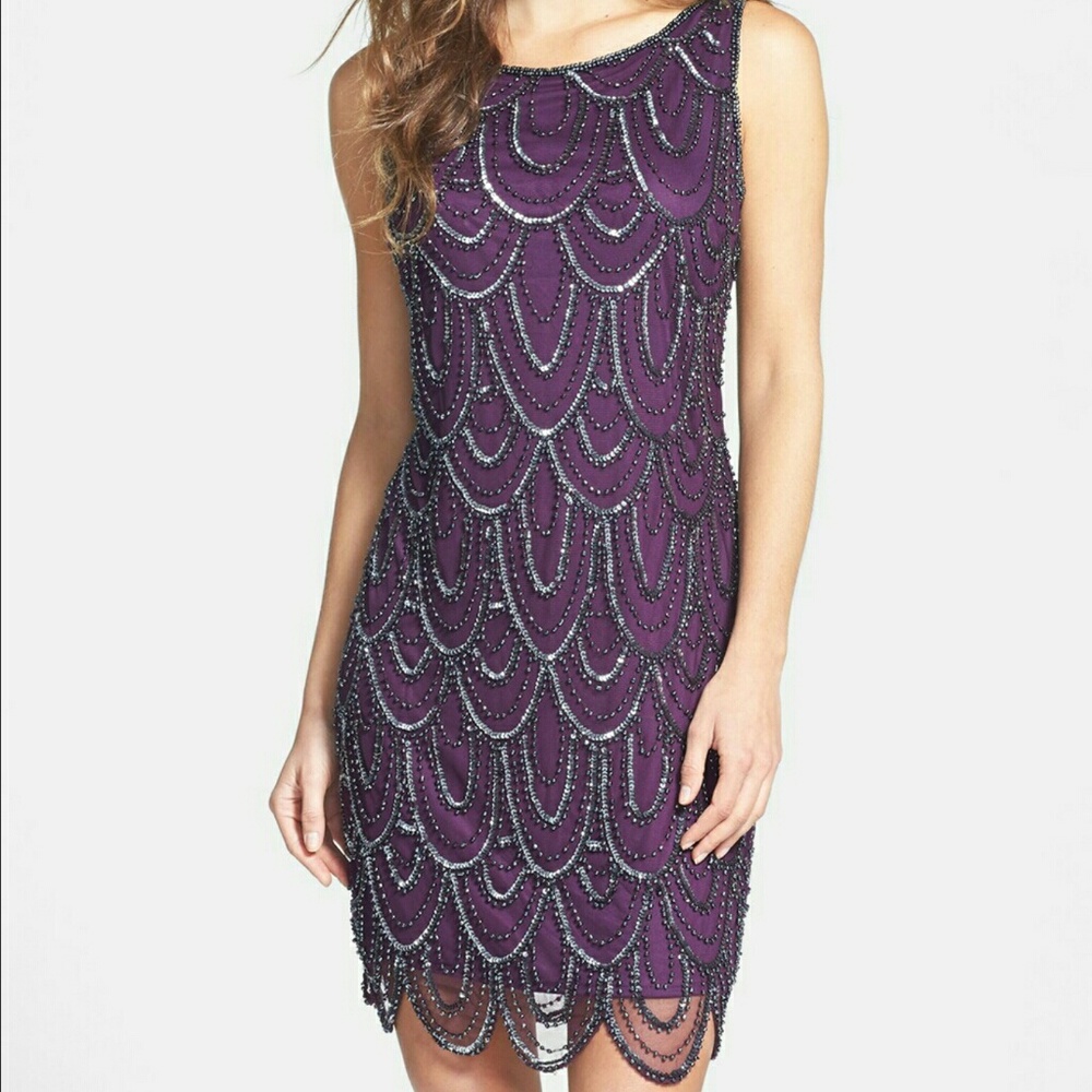 Pisarro Nights Purple /Black Beaded  Dress 👗👠
