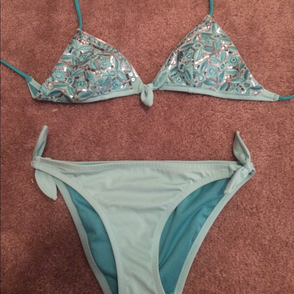 blue sequin victoria's secret bikini