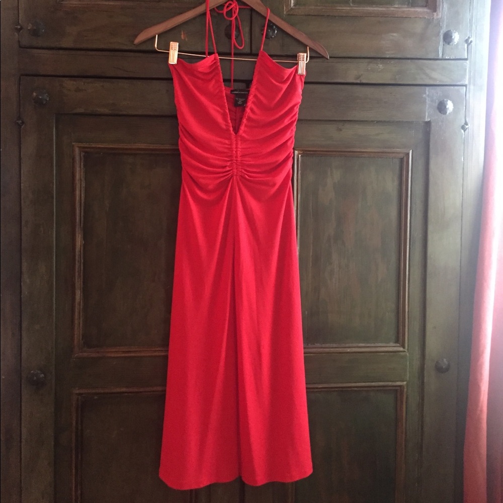 Sexy ruched drawstring halter dress.