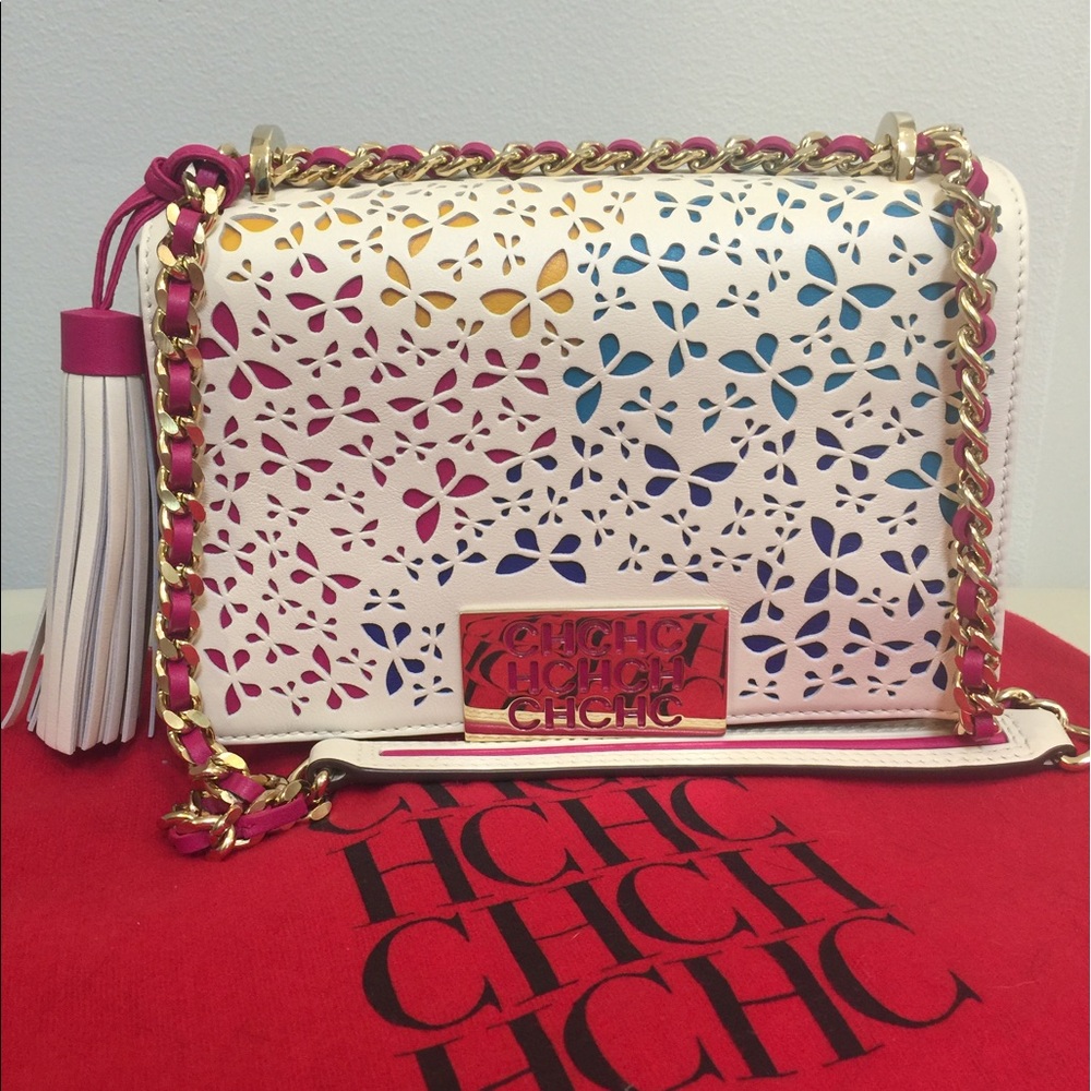 Carolina Herrera multicolor butterfly shoulder bag