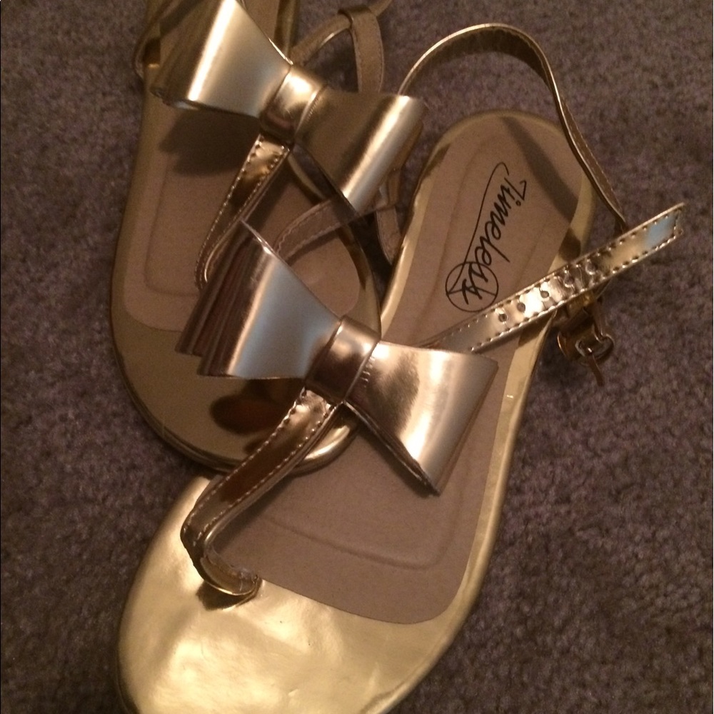 gold bow sandals