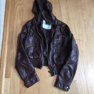 Brown papaya pleather bomber jacket