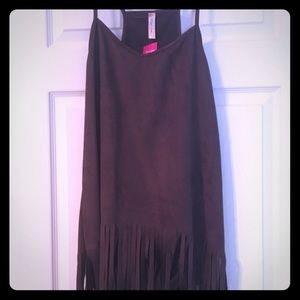 Fringe faux suede tank