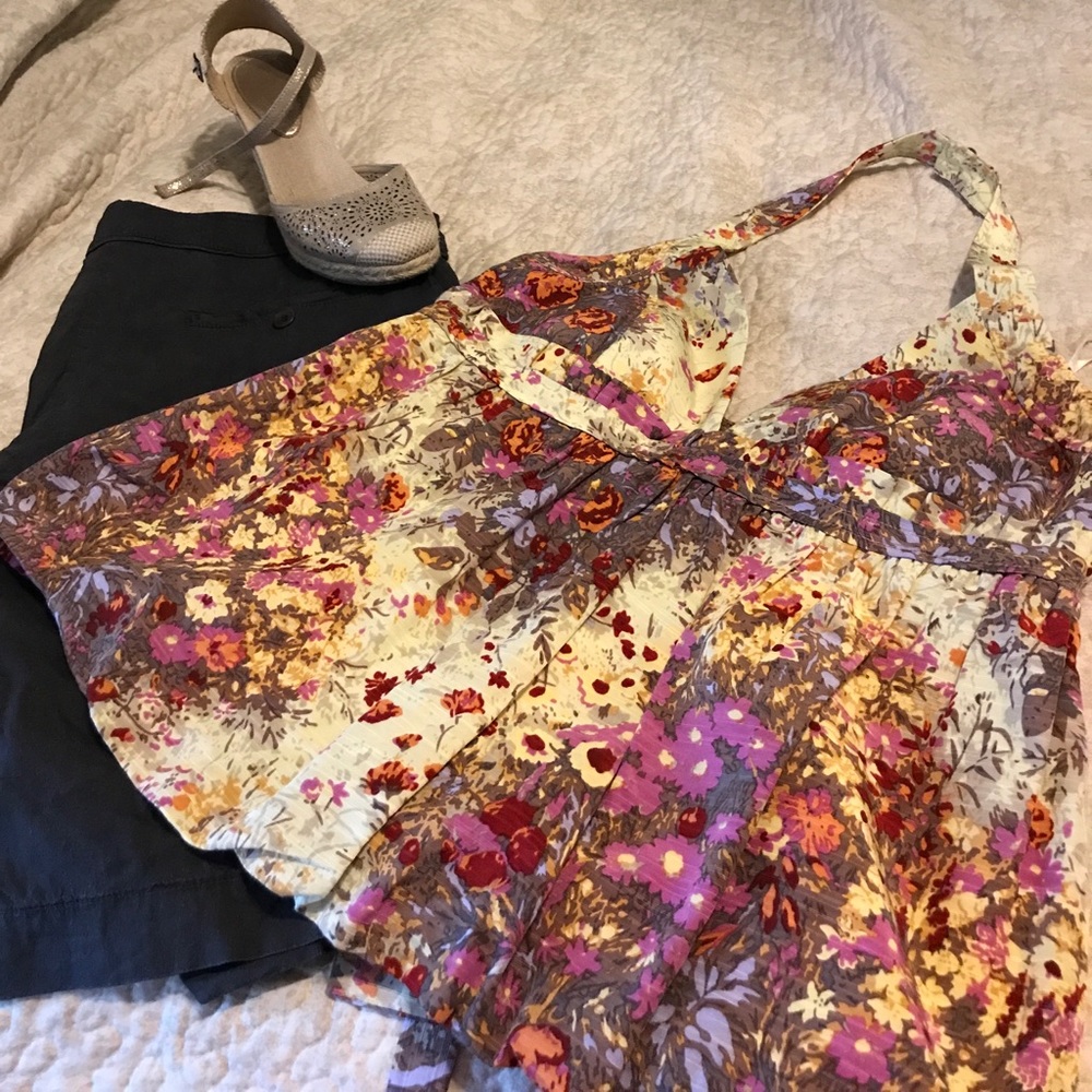 EUC. Tracy Reese Floral Halter Blouse