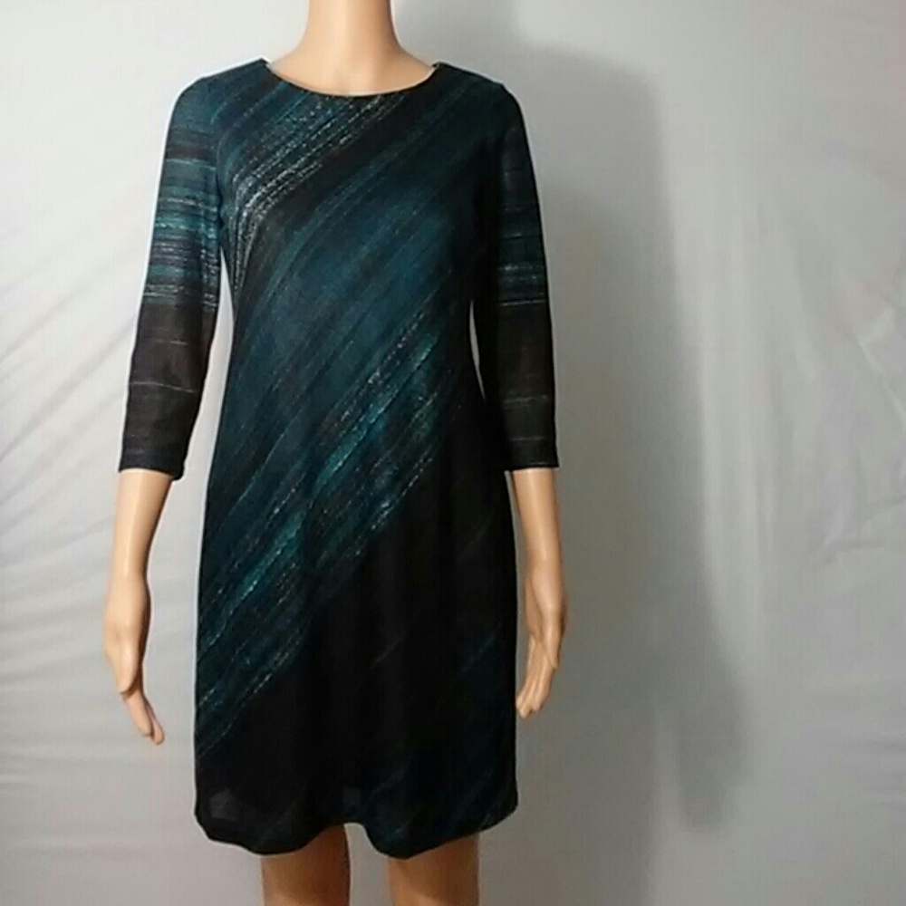 Teal/Black Lightweight Women's Knit Dress Size 2P