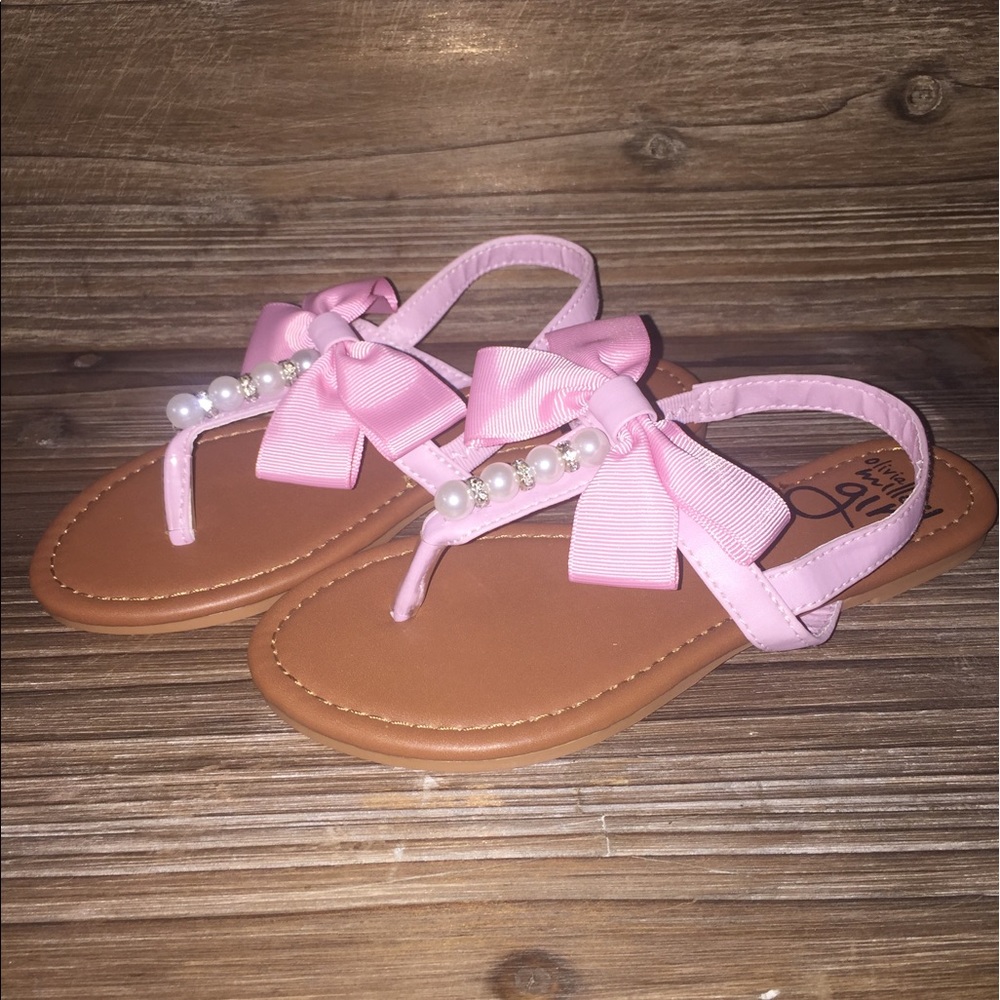 NEW Girls Sandals w/ pearls & rhinestones