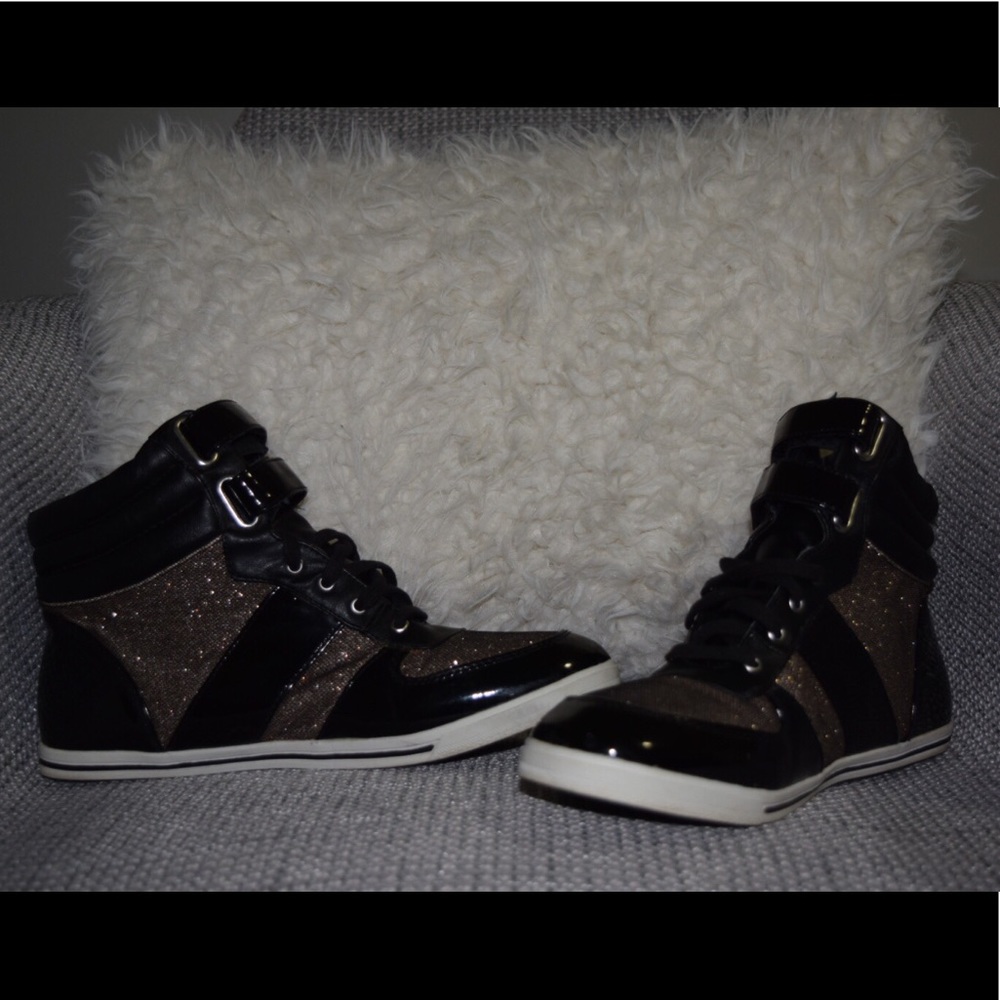ALDO High Top Black and Gold Sneakers