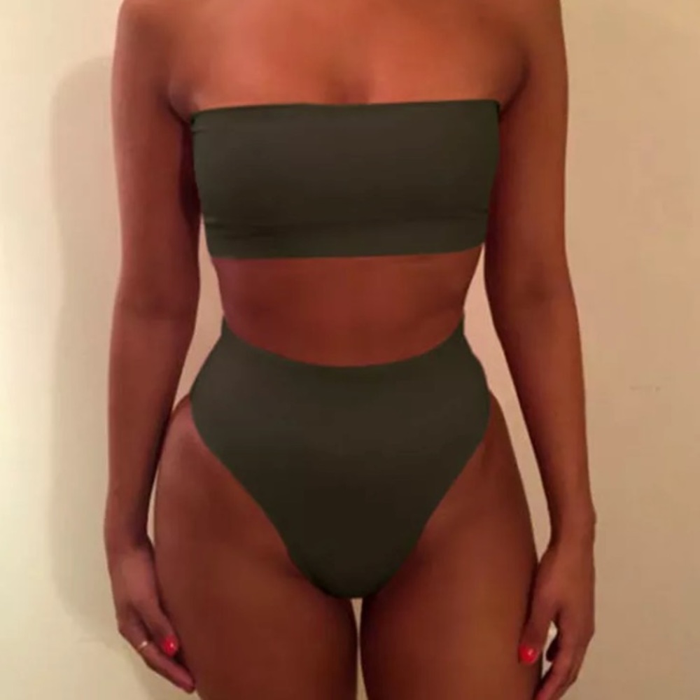 High waist olive bikini