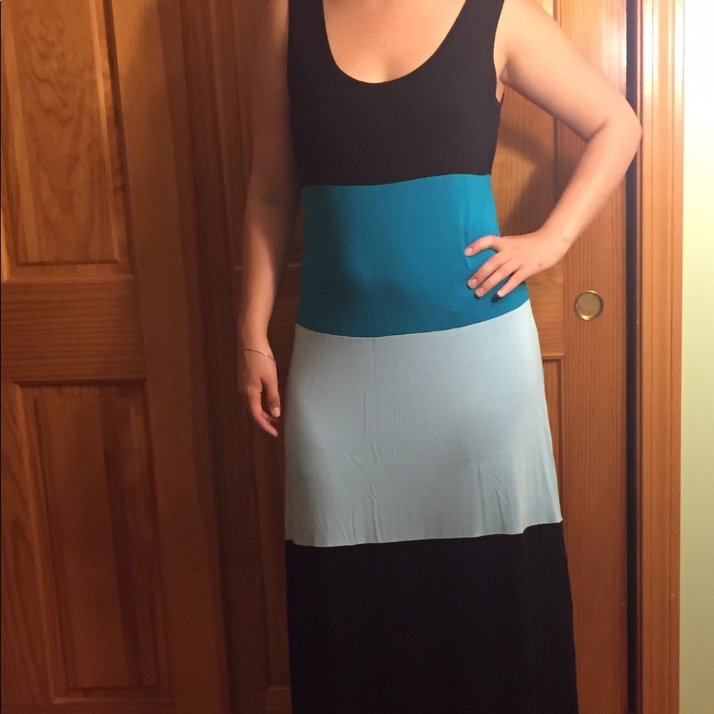 Black and Blue Maxi Dress