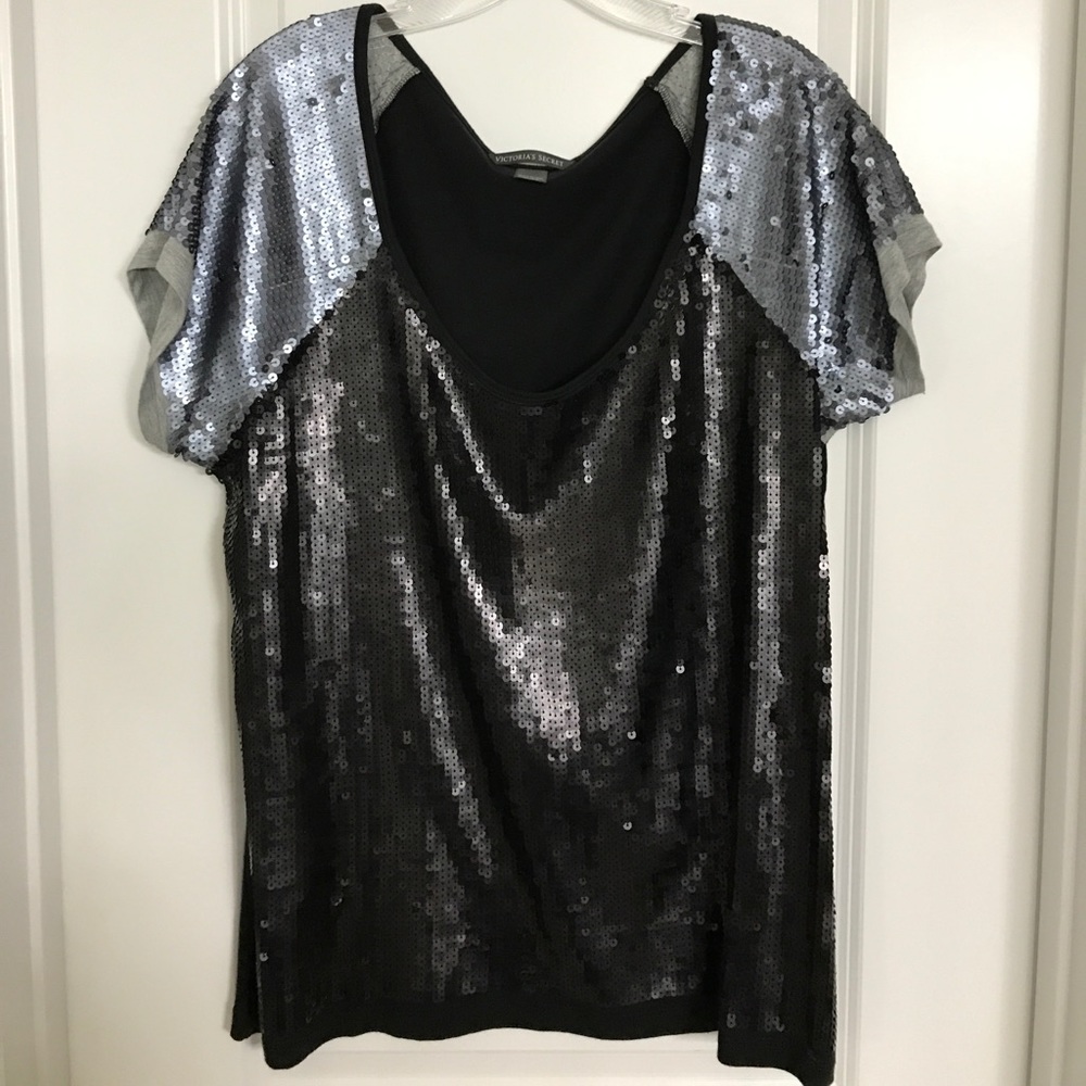 Black & silver sequin top