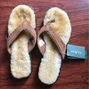 L.L. Bean moccasin fur flip-flops