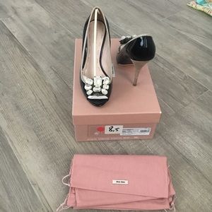 Miu Miu Vernice Scratch Nero black pumps size 38.5