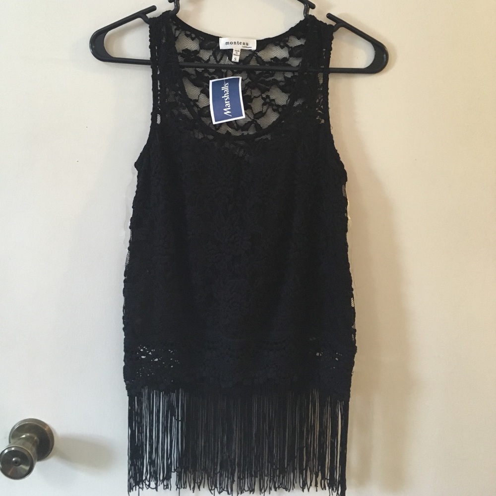 Lace Tank With Fringe Bottom