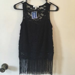 Lace Tank With Fringe Bottom