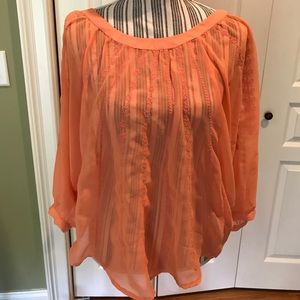 Peach cored sheer blouse