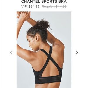 Fabletics Black Sports Bra (2) Medium Support NWTs