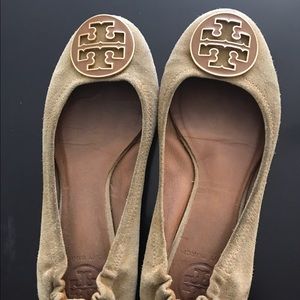 Tan suede Tory Butch flats