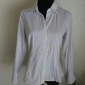 Ann Taylor Women's White with Black Stripes