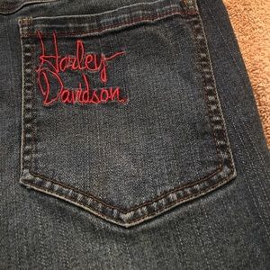 Harley Jeans with embroidered flowers and Eagle